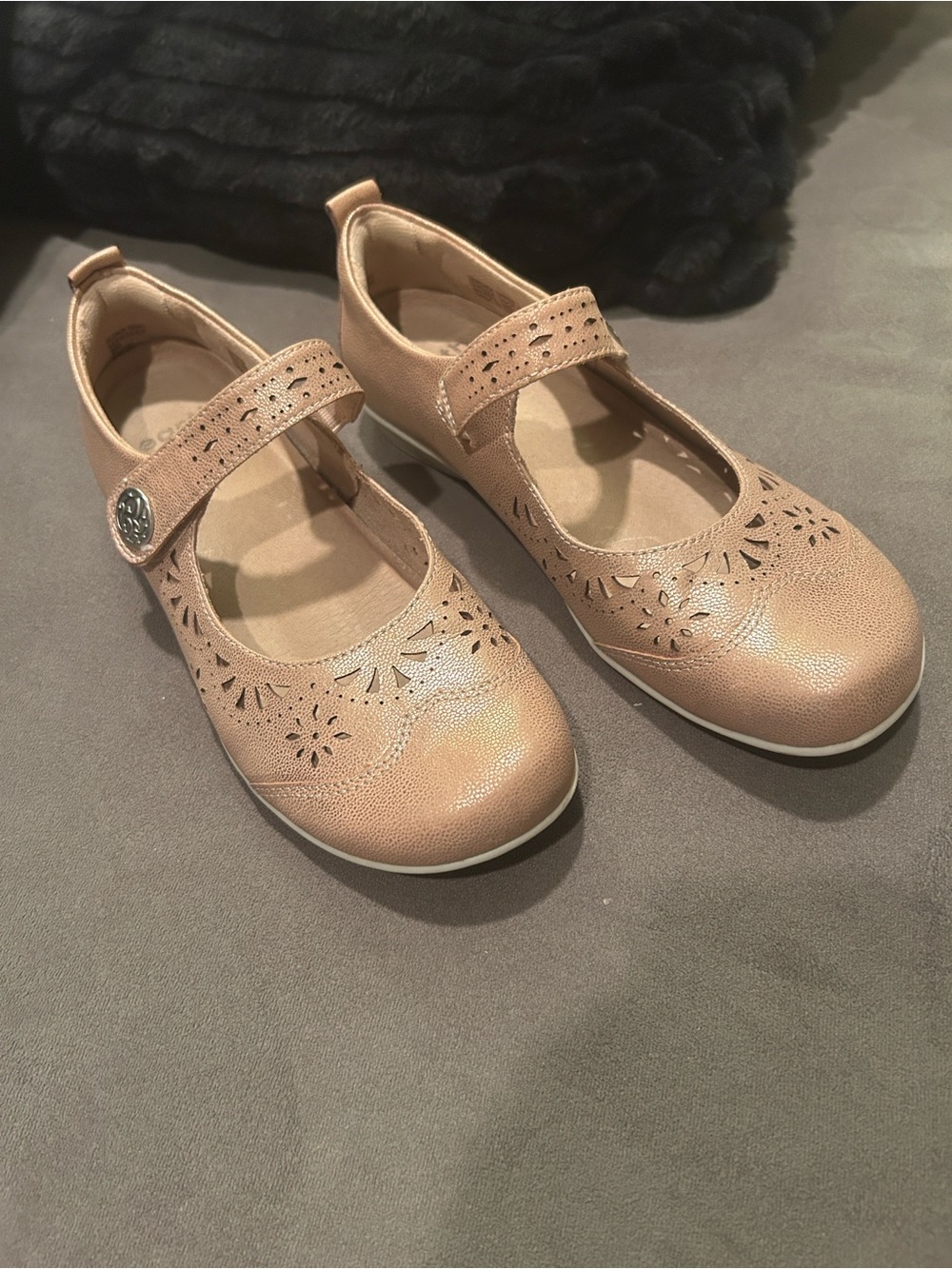 Earth Alder Adel Mary Jane leather shoes metallic rose gold finish size 8M